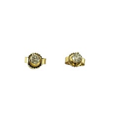 14K Yellow Gold Small Diamond Stud Earrings #23086