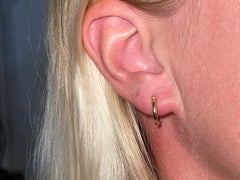 14K Yellow Gold Small Hoop Earrings 2mm Thick 15.5 mm Diameter