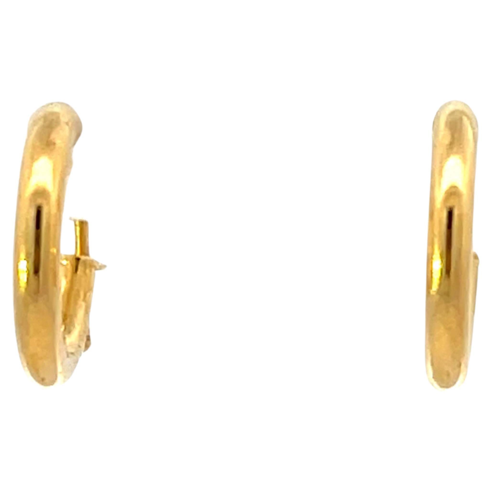 14K Yellow Gold Small Hoop Earrings 2mm Thick 15.5 mm Diameter