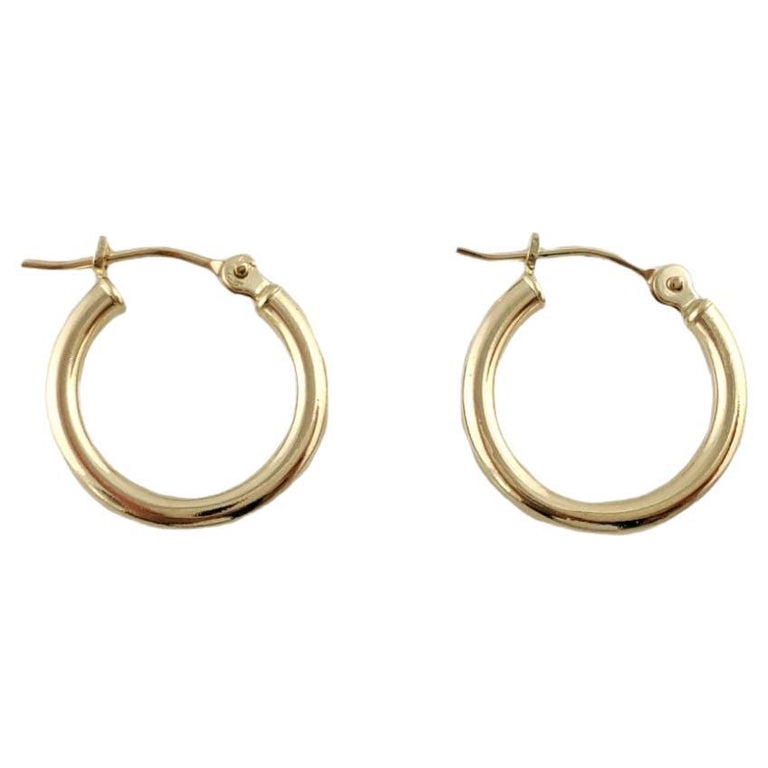 14K Yellow Gold Small Hoop Earrings at 1stDibs