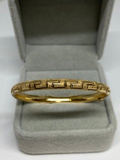14k Yellow Gold Small Size or Childrens Greek Key Bangle Bracelet