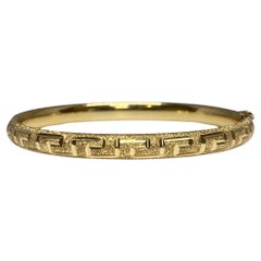 14k Yellow Gold Small Size or Childrens Greek Key Bangle Bracelet 