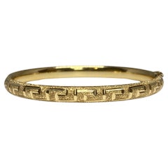 14k Yellow Gold Small Size or Childrens Greek Key Bangle Bracelet