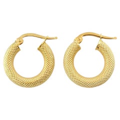 14K Yellow Gold Small Textured Hoop Earrings