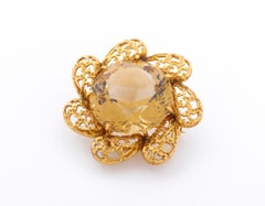 14K Yellow Gold Smoky Quartz Brooch