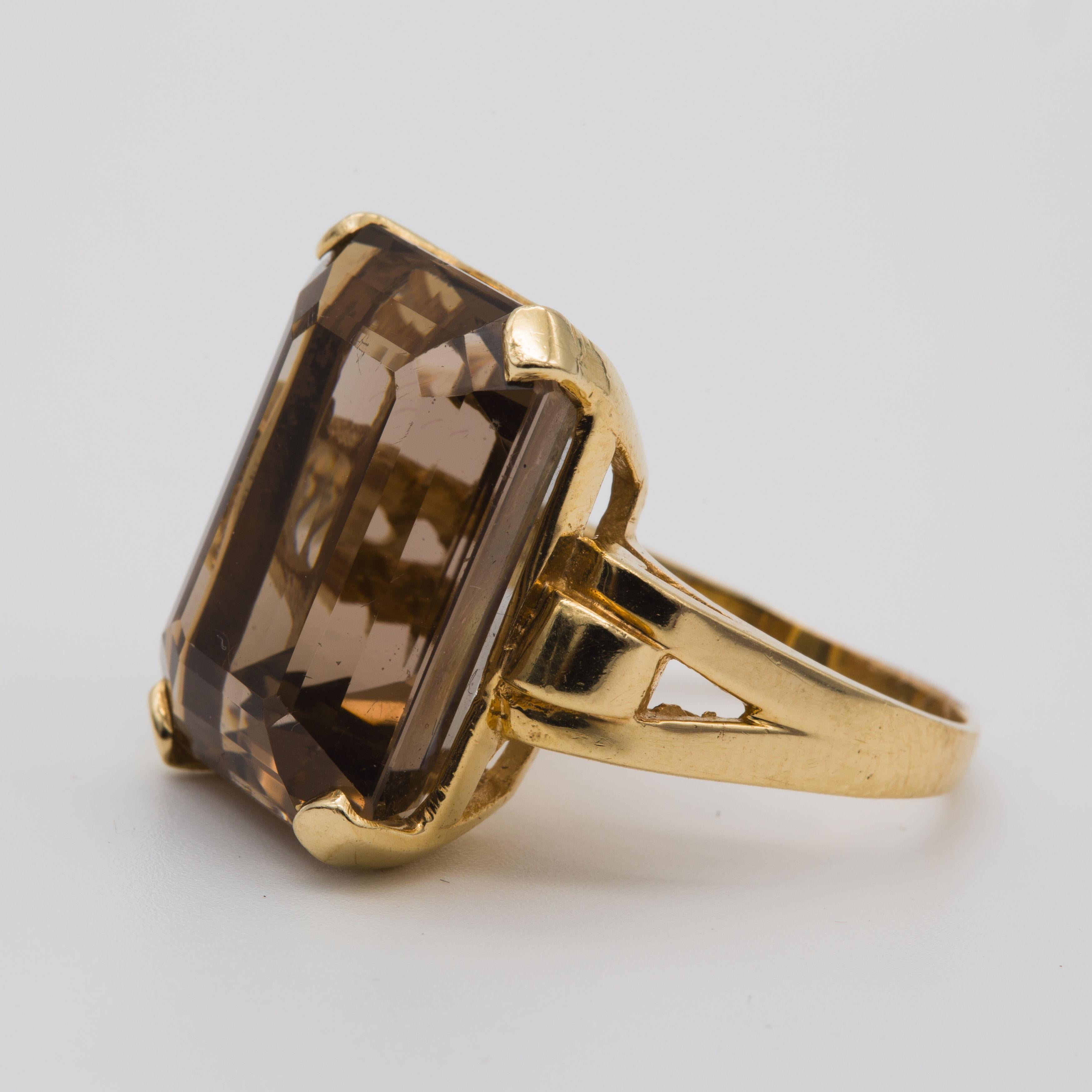 14k Gelbgold Rauchquarz Cocktail Ring im Zustand „Gut“ im Angebot in Bernardsville, NJ