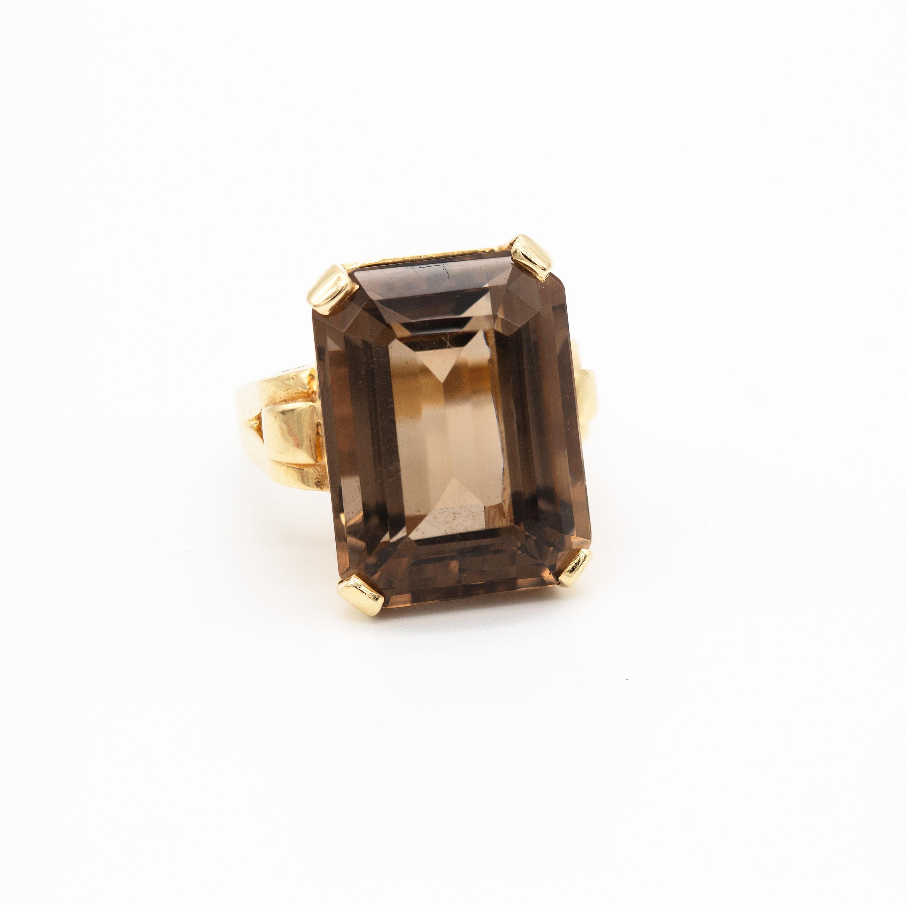 14k Gelbgold Rauchquarz Cocktail Ring im Angebot 2