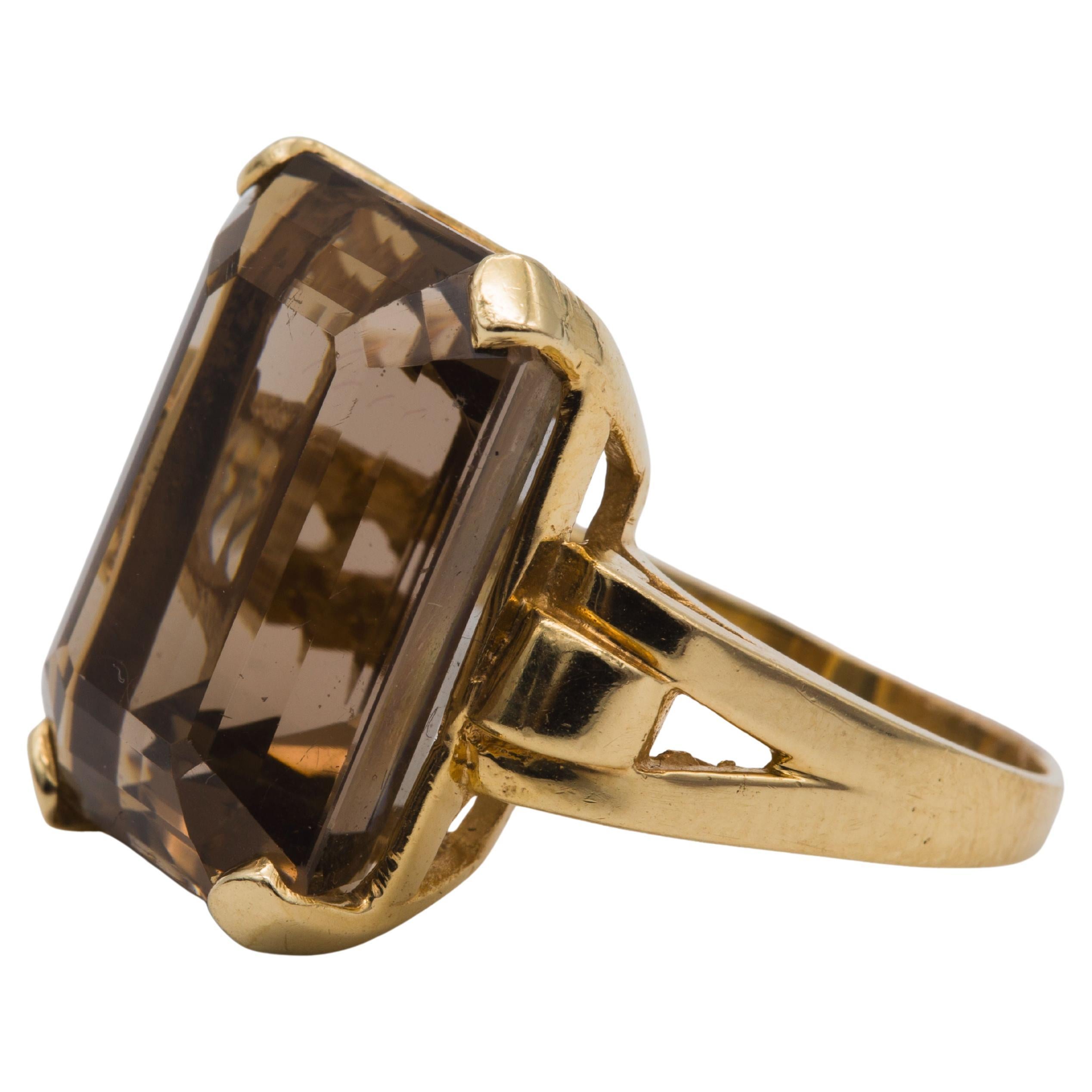 14k Gelbgold Rauchquarz Cocktail Ring