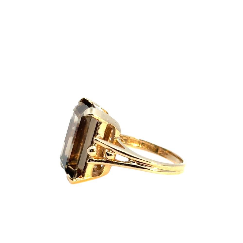 Vintage 14k Yellow Gold Smoky Quartz Gemstone Ring For Sale 5