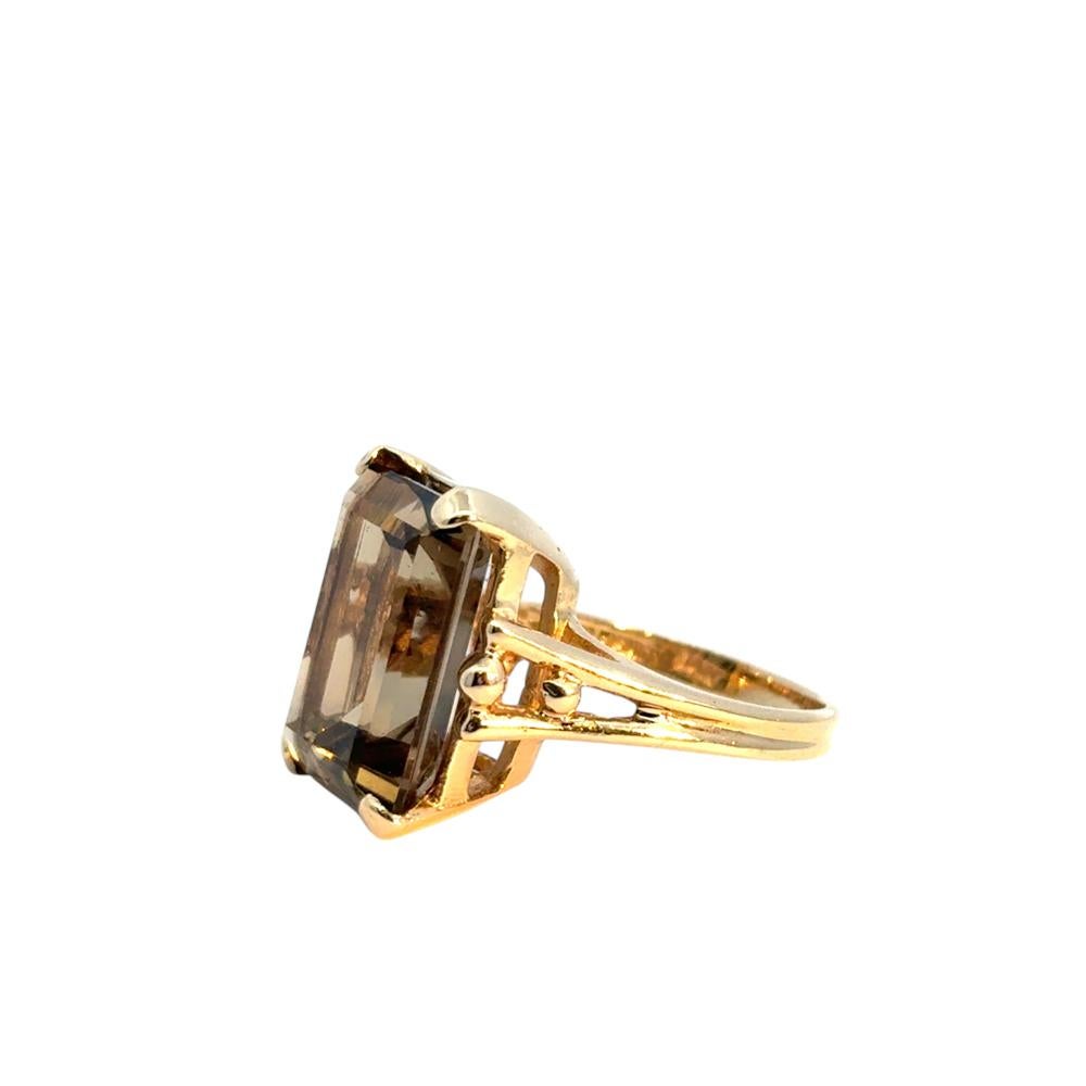 Vintage 14k Yellow Gold Smoky Quartz Gemstone Ring For Sale 6