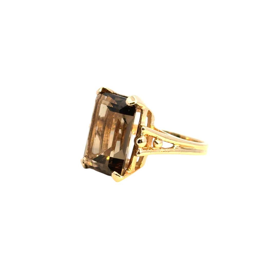 Vintage 14k Yellow Gold Smoky Quartz Gemstone Ring For Sale 7