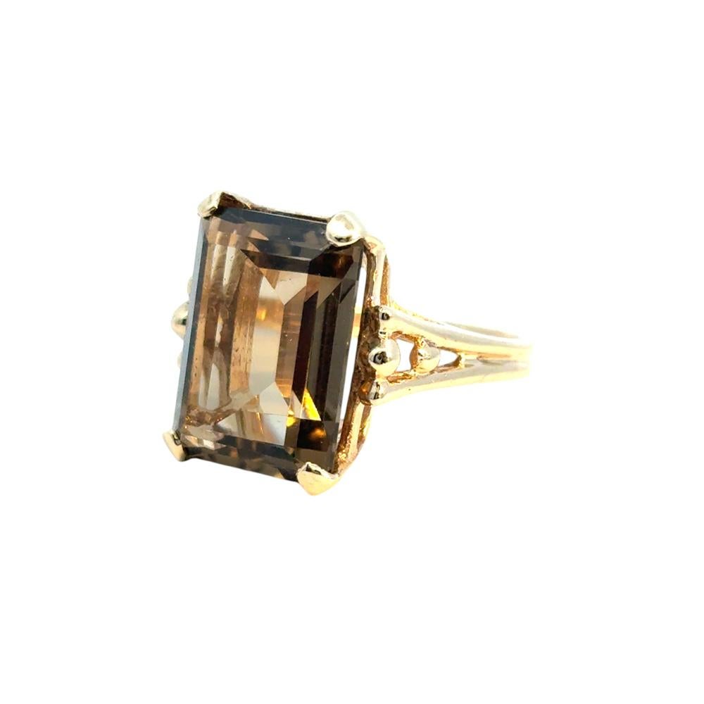 Vintage 14k Yellow Gold Smoky Quartz Gemstone Ring For Sale 8