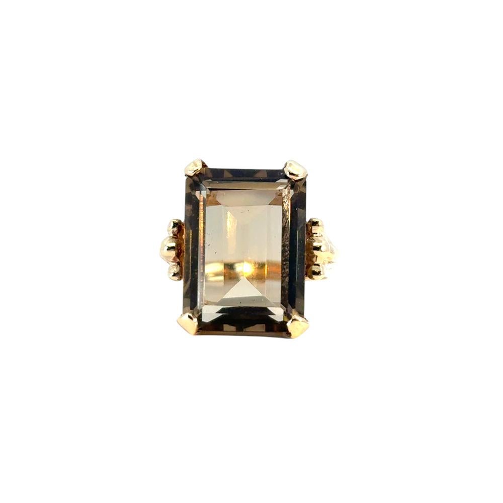 Vintage 14k Yellow Gold Smoky Quartz Gemstone Ring For Sale 9