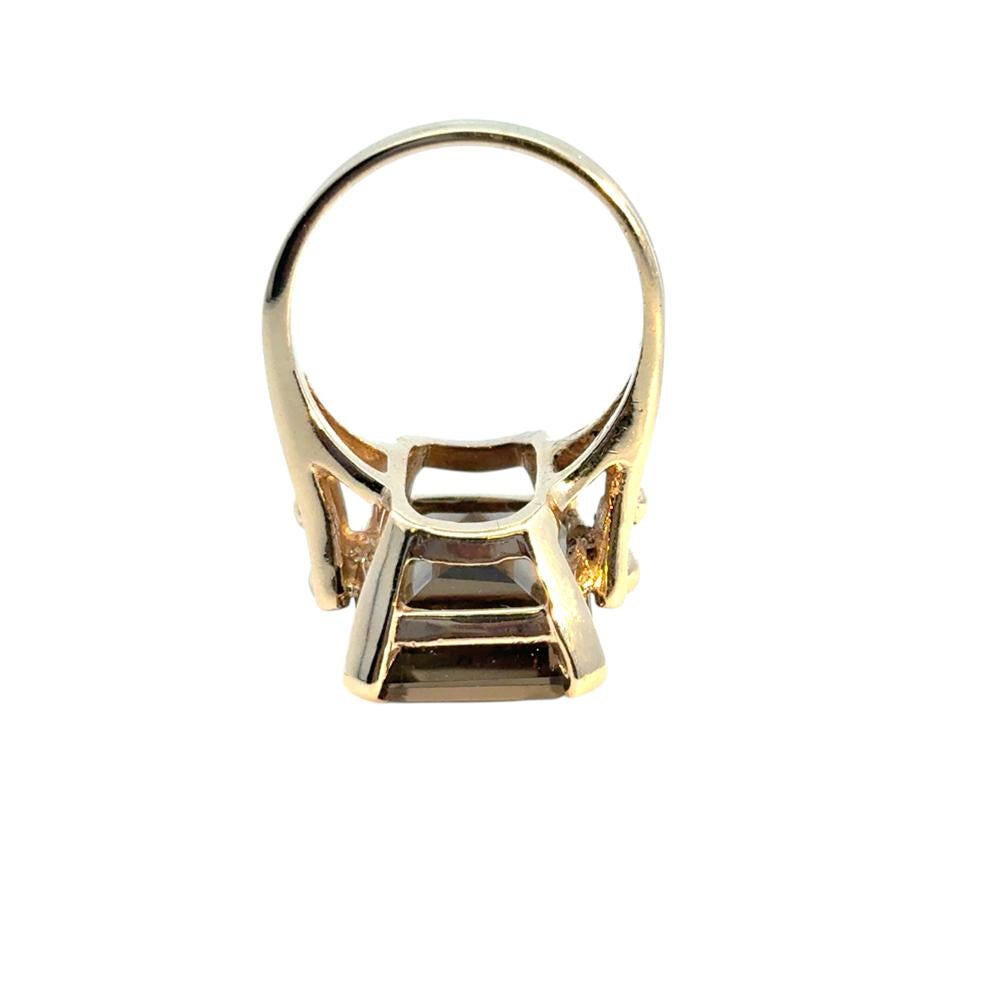 Vintage 14k Yellow Gold Smoky Quartz Gemstone Ring For Sale 11