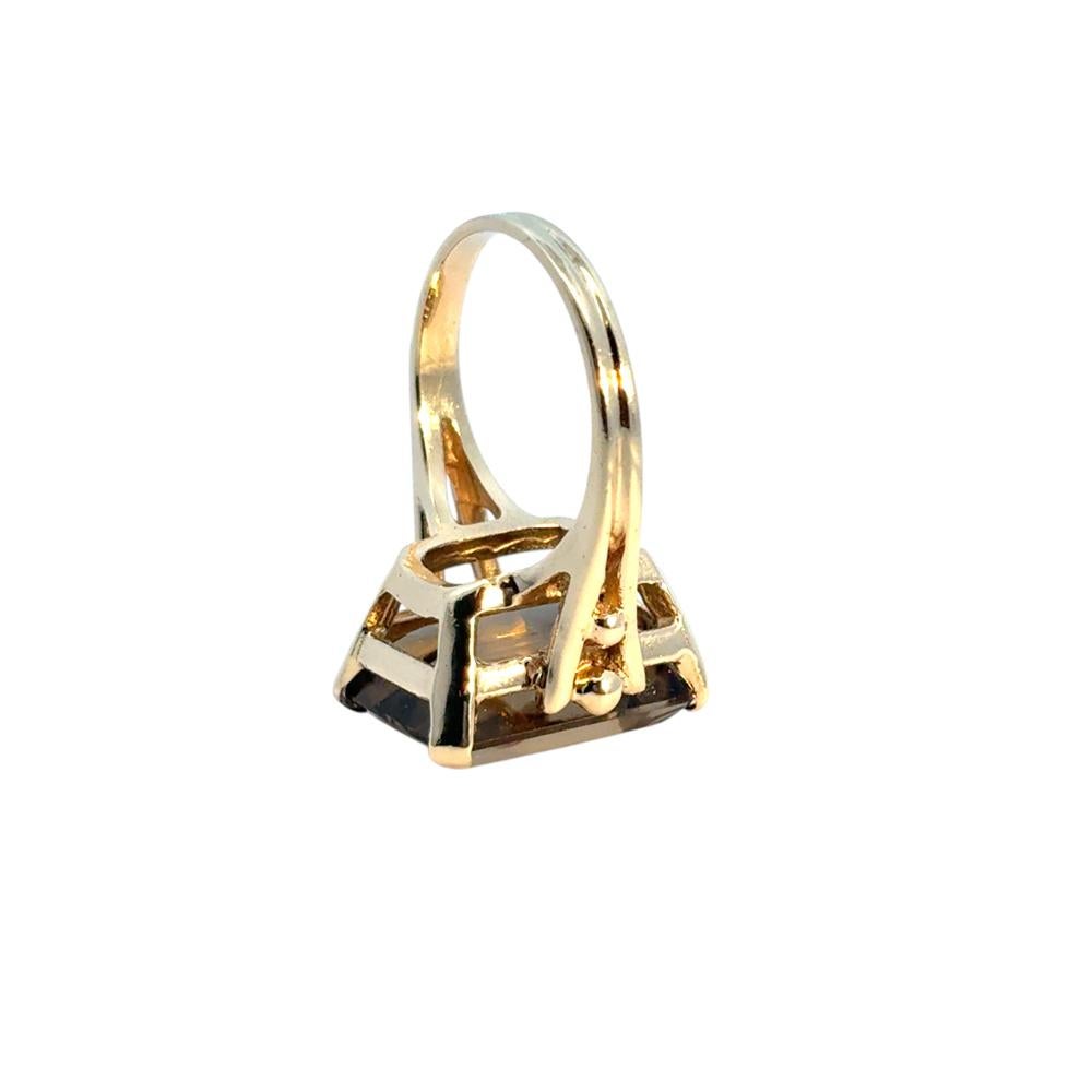 Vintage 14k Yellow Gold Smoky Quartz Gemstone Ring For Sale 12