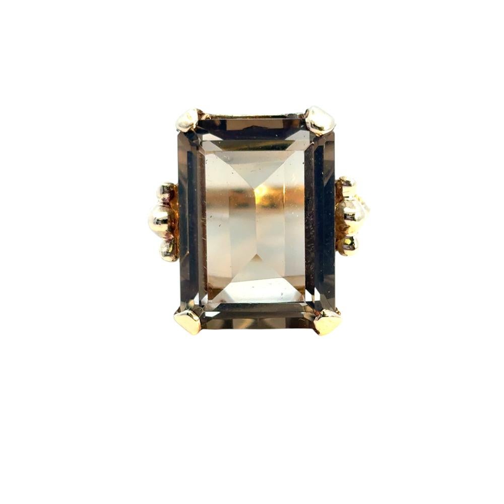 Vintage 14k Yellow Gold Smoky Quartz Gemstone Ring For Sale 13