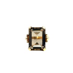 Vintage 14k Yellow Gold Smoky Quartz Gemstone Ring