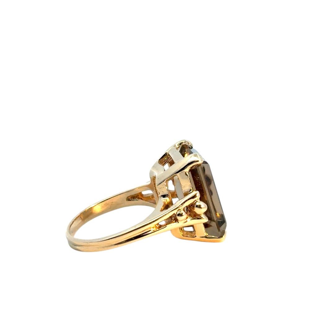 Vintage 14k Yellow Gold Smoky Quartz Gemstone Ring For Sale 1