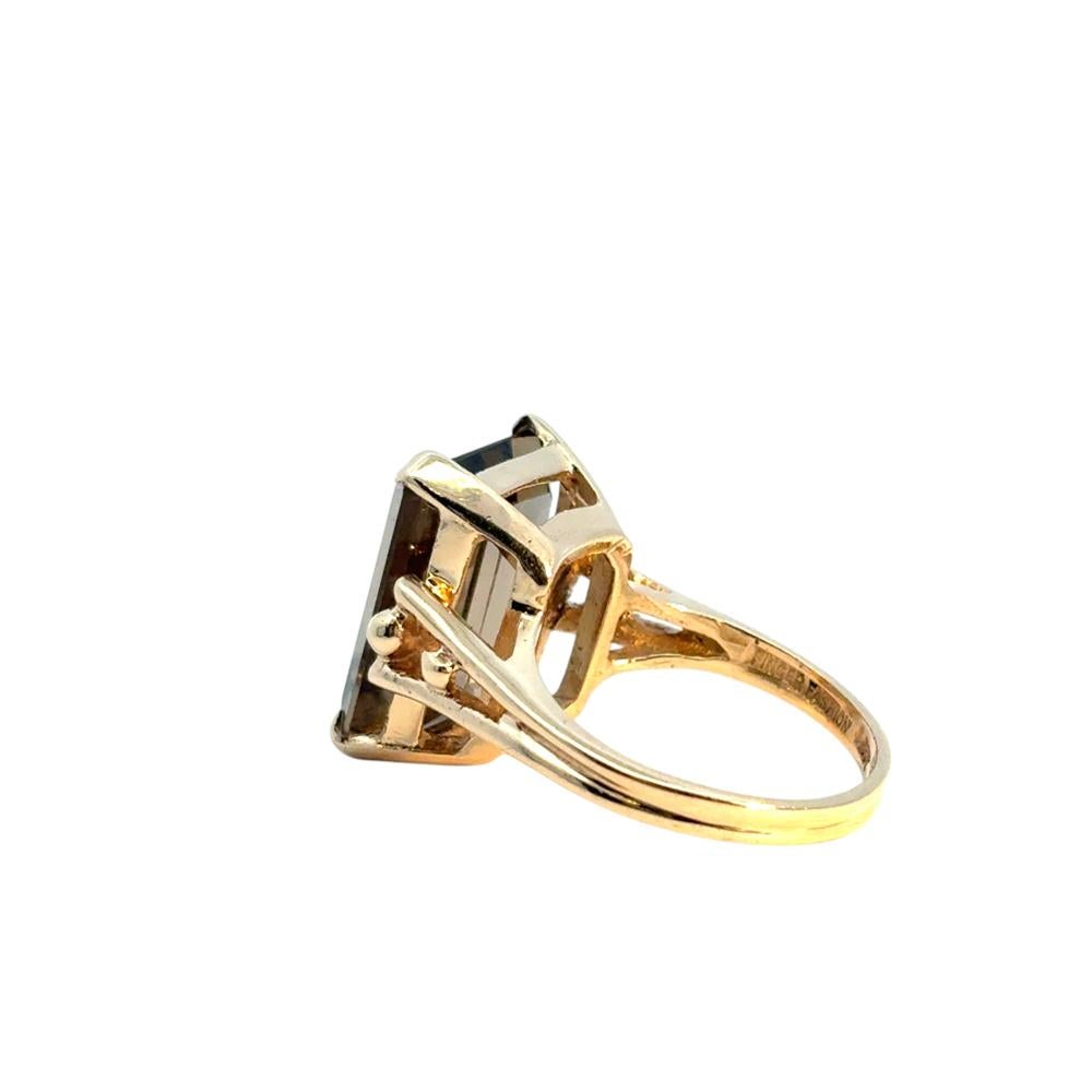 Vintage 14k Yellow Gold Smoky Quartz Gemstone Ring For Sale 3