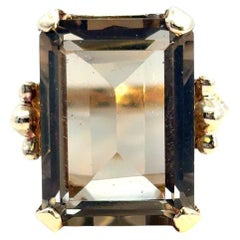 Vintage 14k Yellow Gold Smoky Quartz Gemstone Ring