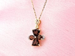 14K Yellow Gold Smoky Quartz Infinity Cross Pendant
