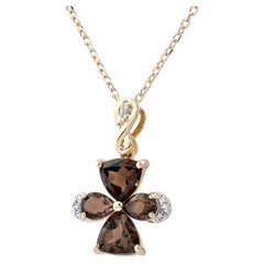 14K Yellow Gold Smoky Quartz Infinity Cross Pendant