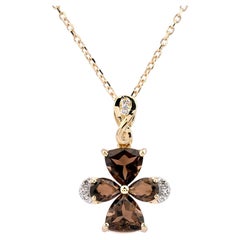 14K Yellow Gold Smoky Quartz Infinity Cross Pendant