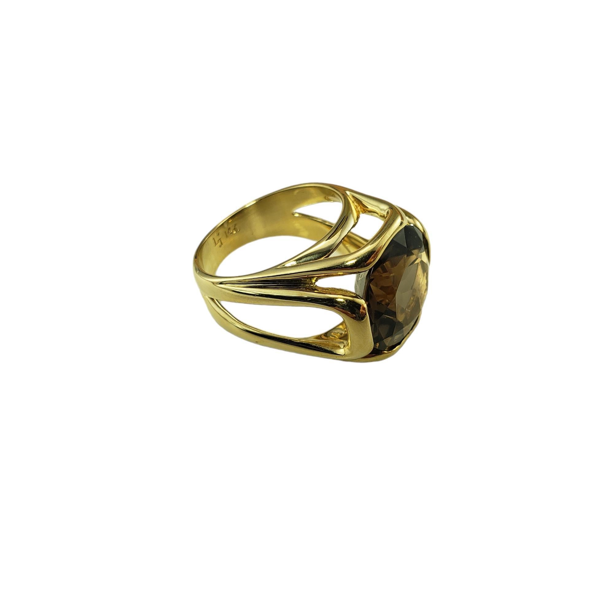 Round Cut  14K Yellow Gold Smoky Quartz Ring Size 8 #15461 For Sale