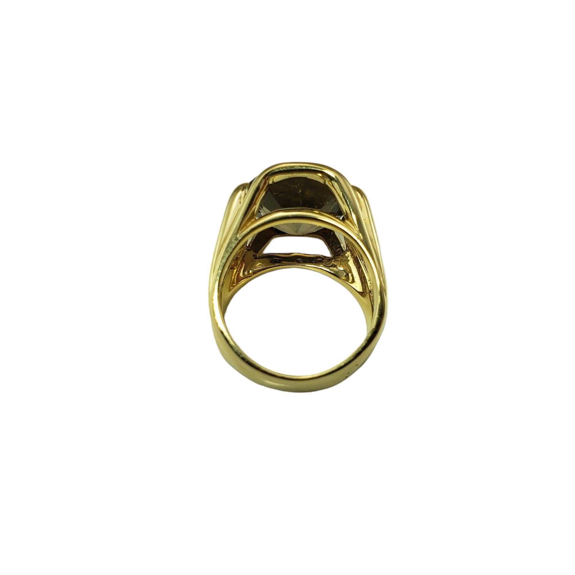  14K Yellow Gold Smoky Quartz Ring Size 8 #15461 In Good Condition For Sale In Washington Depot, CT