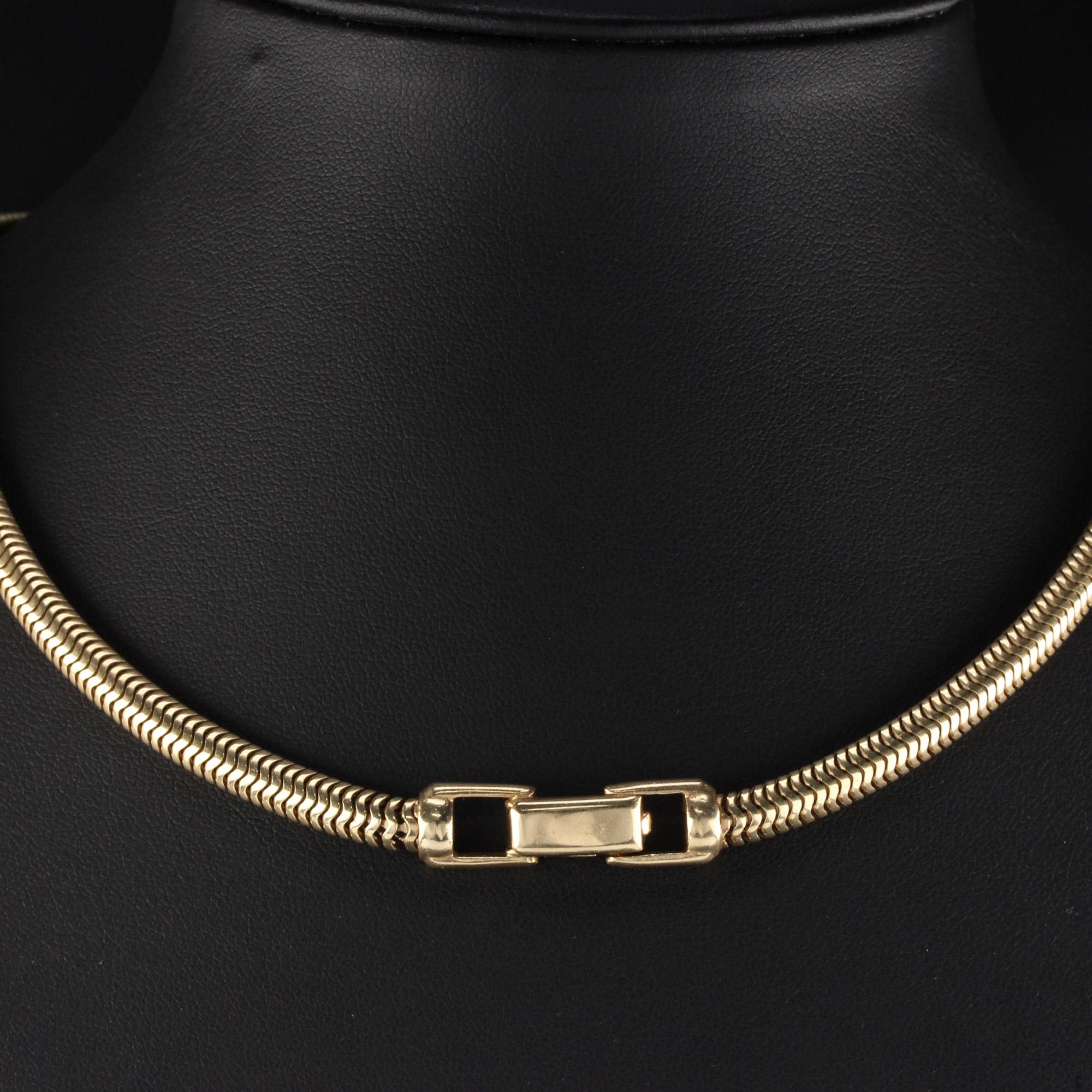 Modern 14 Karat Yellow Gold Snake Chain