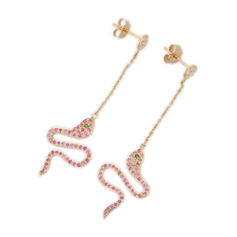 14k gold snake earrings