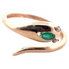 14K Yellow Gold Snake Diamond Ring