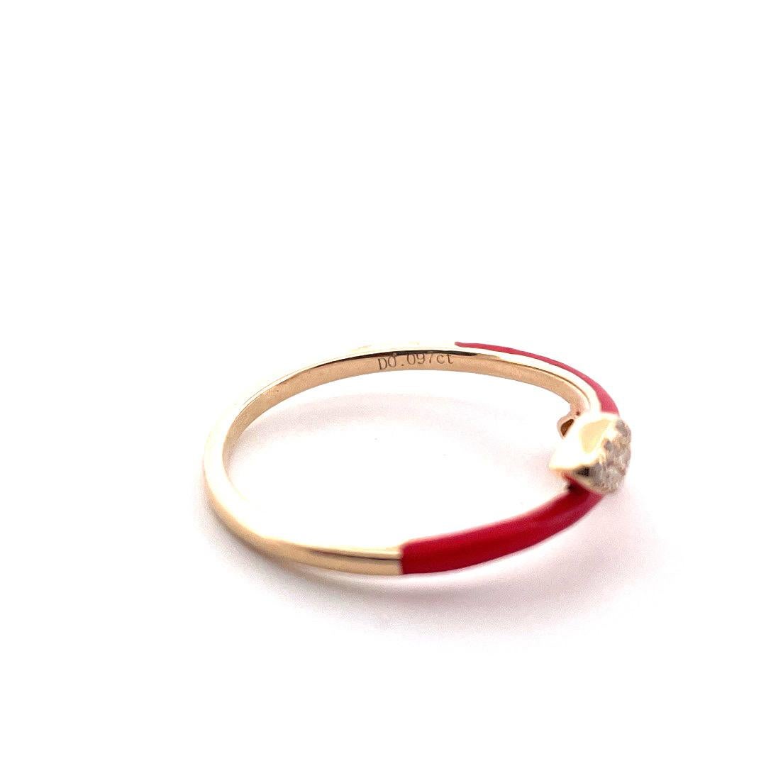 Modern 14K Yellow Gold Snake Ring with Red Enamel For Sale