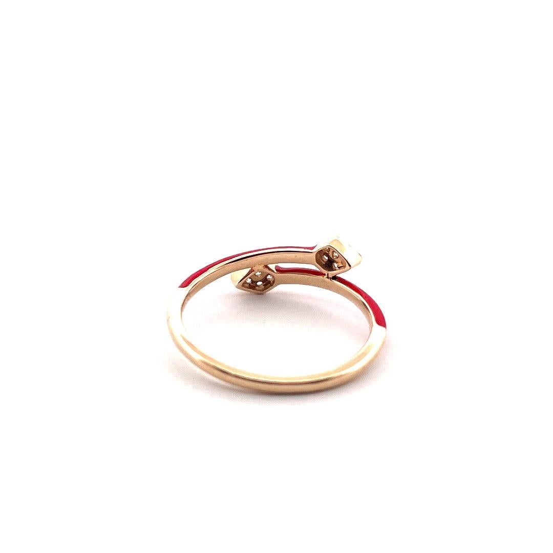 14K Yellow Gold Snake Ring with Red Enamel In New Condition For Sale In New York, NY
