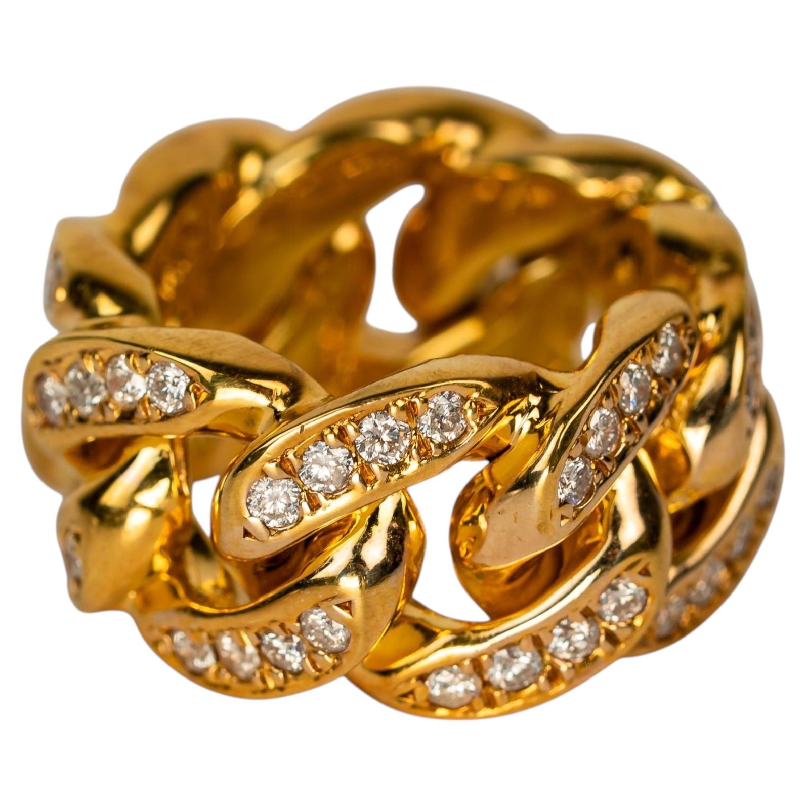 14k Yellow Gold Solid 1.50ct Diamond Cuban Link Band Ring Size 6.75