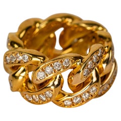 14k Yellow Gold Solid 1.50ct Diamond Cuban Link Band Ring Size 6.75