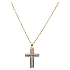 14k Yellow Gold Solid Diamond Cross