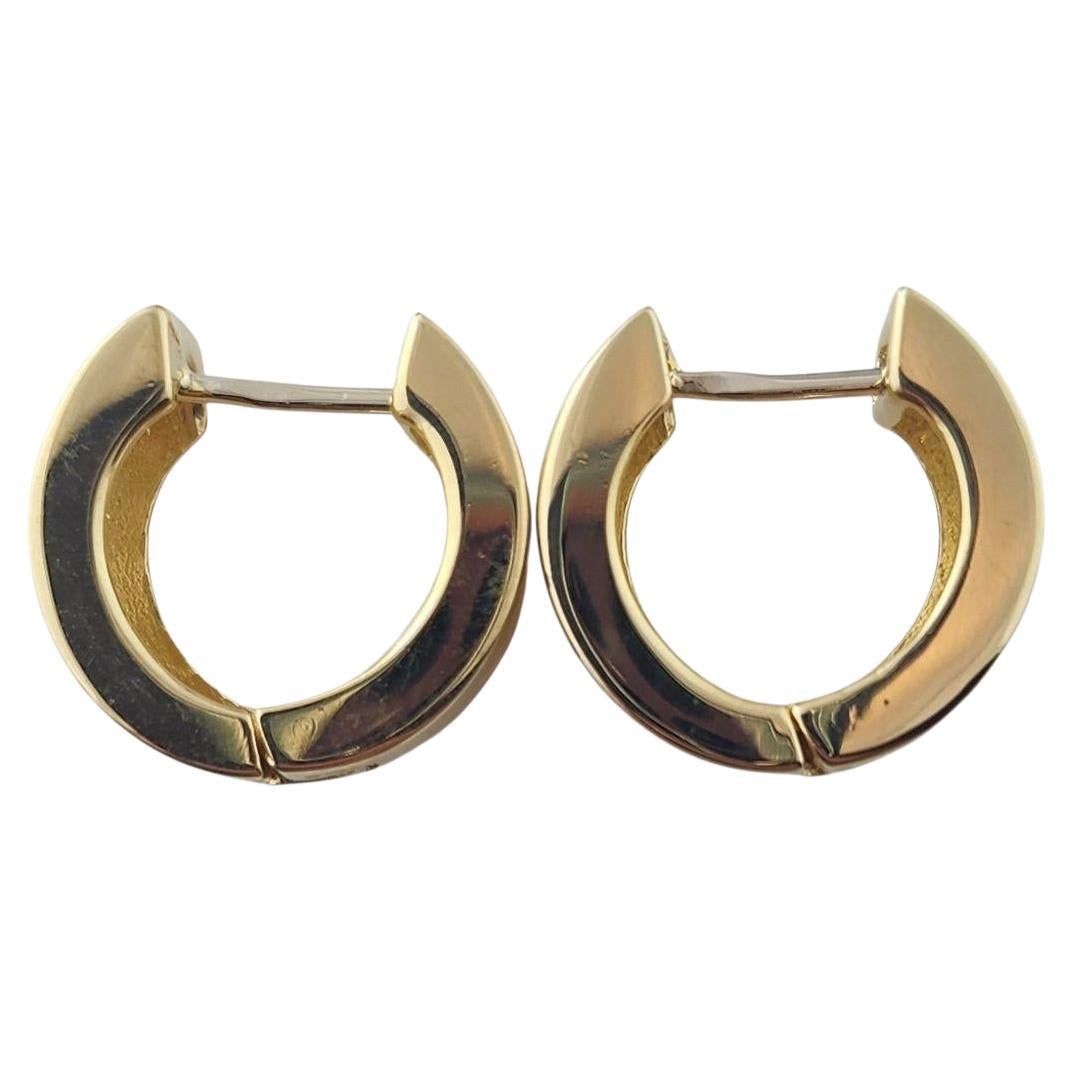 14k Yellow Gold Solid Huggie Hinged Hoop Earrings #23097