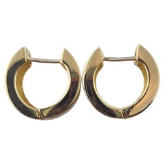 14k Yellow Gold Solid Huggie Hinged Hoop Earrings #23097
