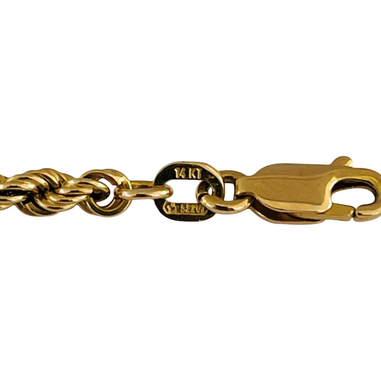 14 Karat Gelbgold Massiv Damen Seil Kette Halskette Italien 3
