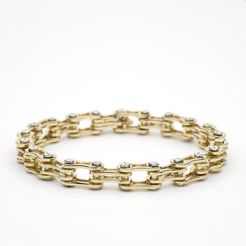 14 Karat Gelbgold Massives Link-Armband, Ben Dannie Inc. (Retro) im Angebot