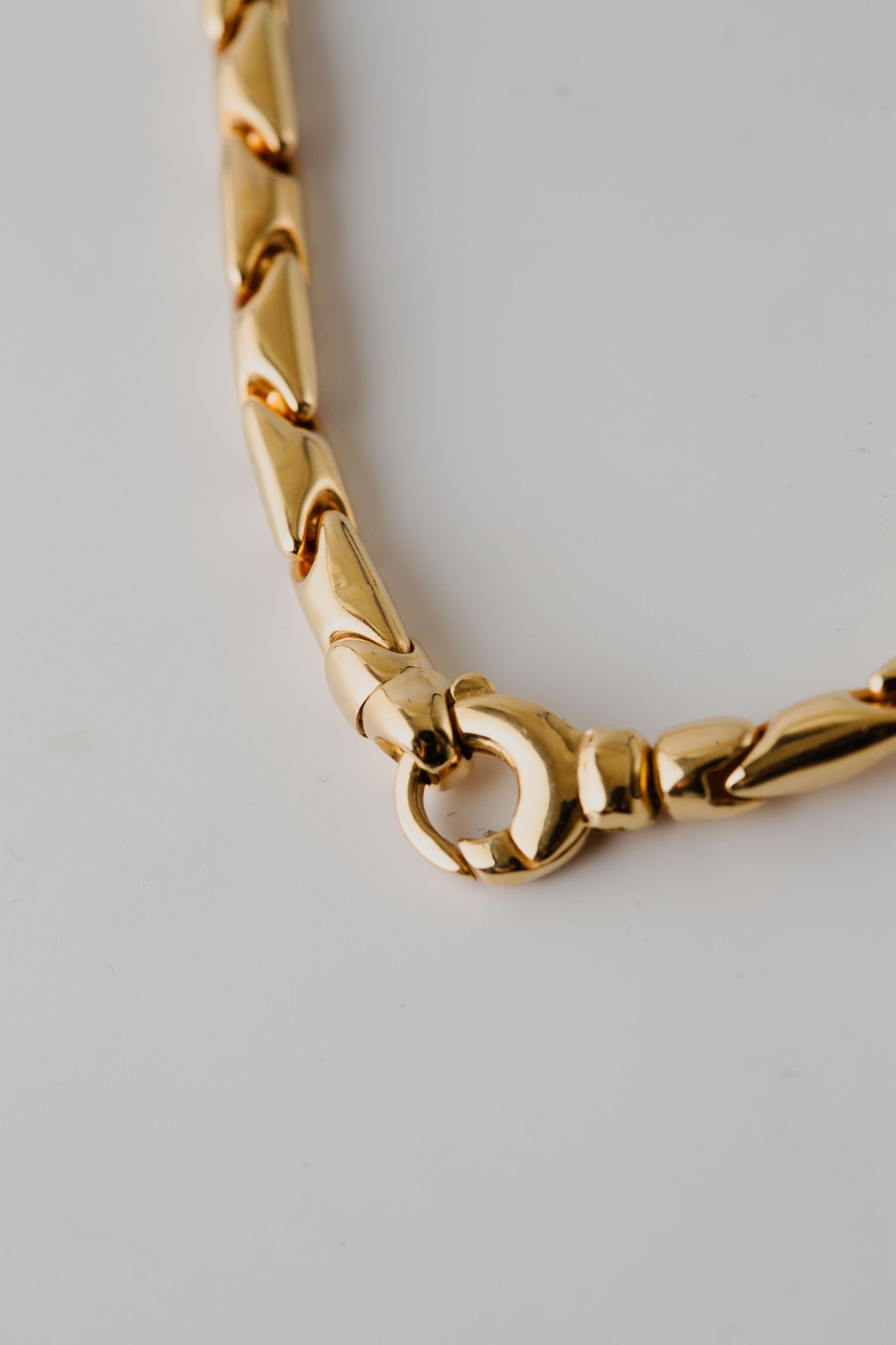 14k Yellow Gold Solid Link Necklace For Sale 6