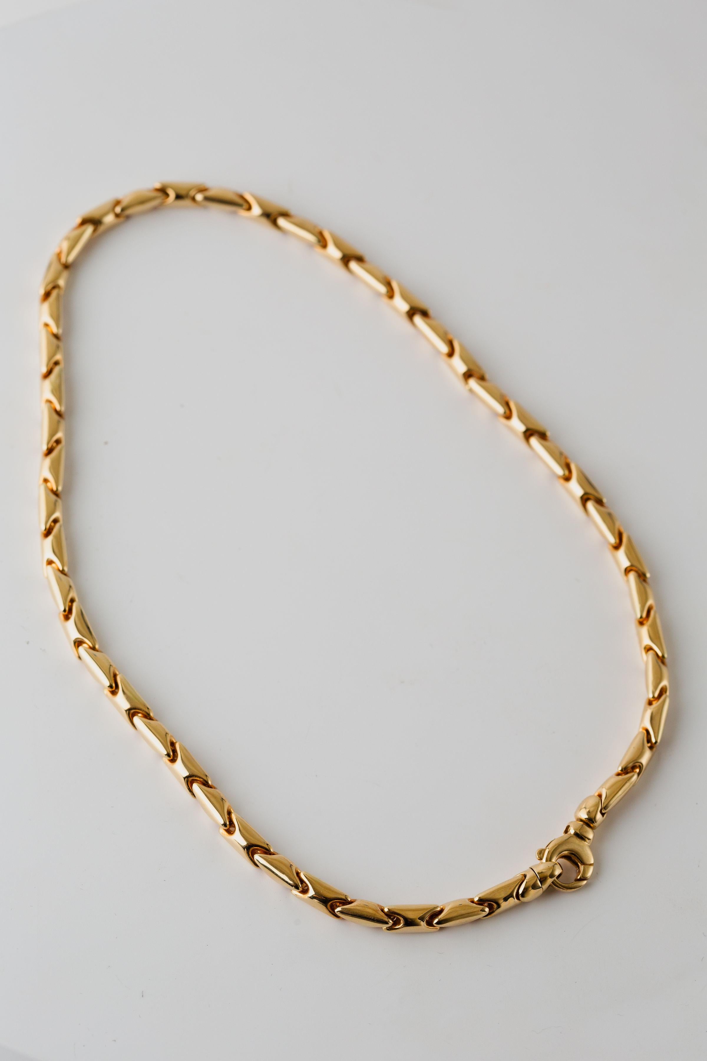 14k Yellow Gold Solid Link Necklace For Sale 7