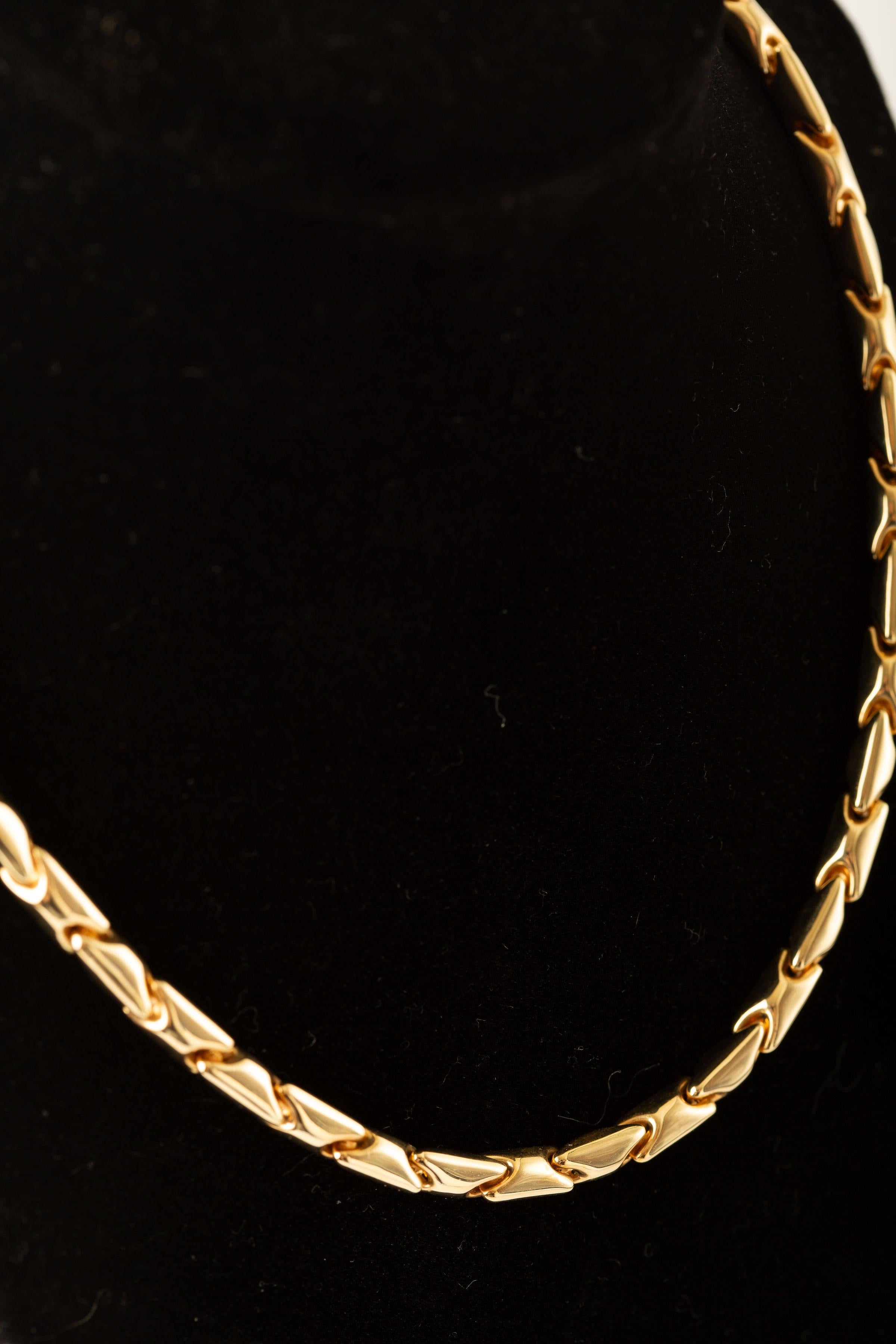 14k Yellow Gold Solid Link Necklace For Sale 4