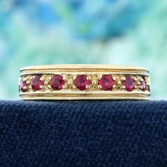 14K Yellow Gold Solid Natural Ruby Vintage Style Band Ring