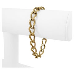 14k Gelbgold Massiv poliertes Gliederarmband mit geschwungener Kugel