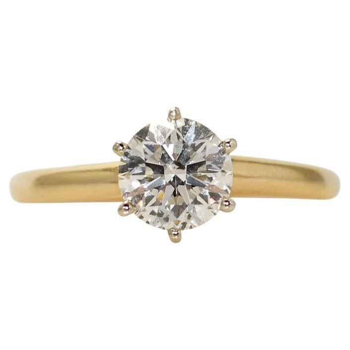 Bague en or jaune 14K avec diamant solitaire 1.01ct