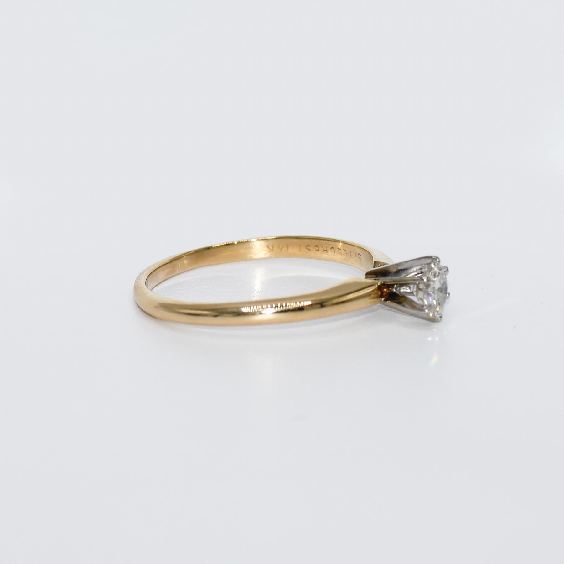 14k Yellow Gold Solitaire Diamond Ring .30ct 2.4gr
14k yellow gold solitaire diamond ring.
The center stone is a RBC, .30ct, SI2 Clarity, G-H-I Color,
Stamped 14k, weighs 2.4gr
Size 8 1/4, can be sized up or down one size for additional fee
Recently