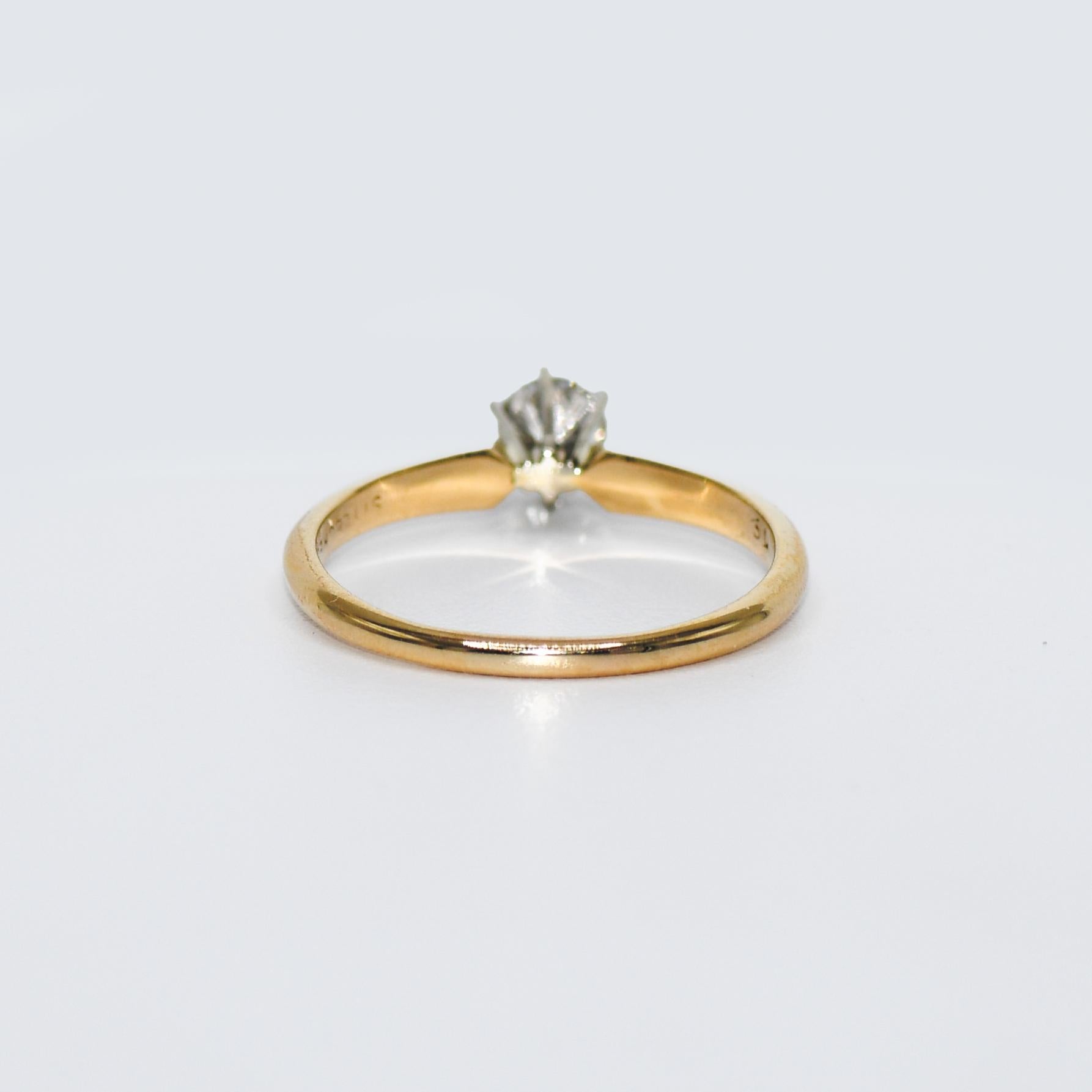 Bague en or jaune 14k diamant solitaire, .30ct, 2.4gr Excellent état - En vente à Laguna Beach, CA