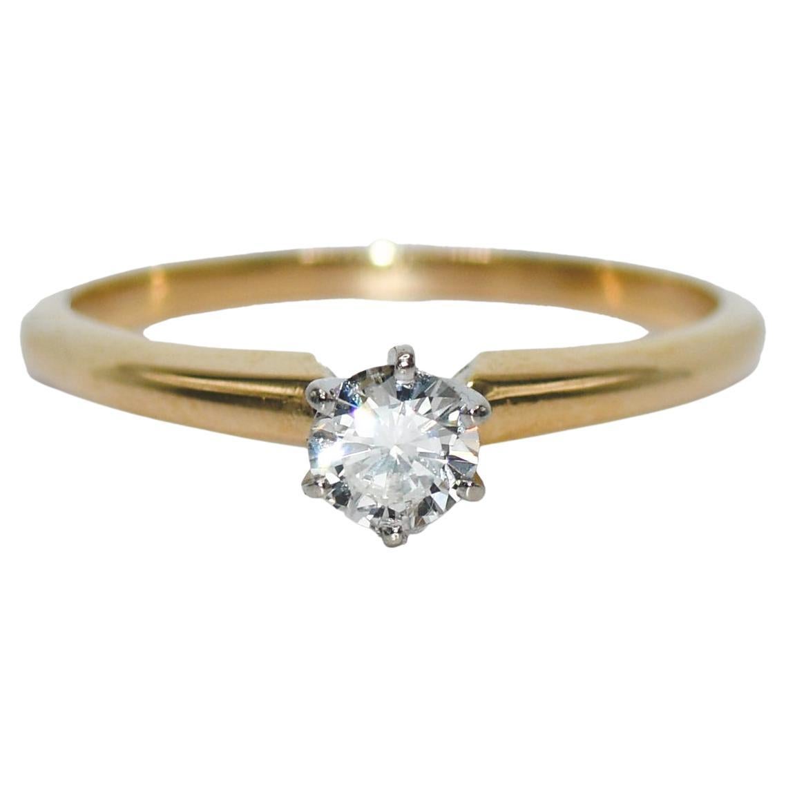 14k Yellow Gold Solitaire Diamond Ring, .30ct, 2.4gr For Sale